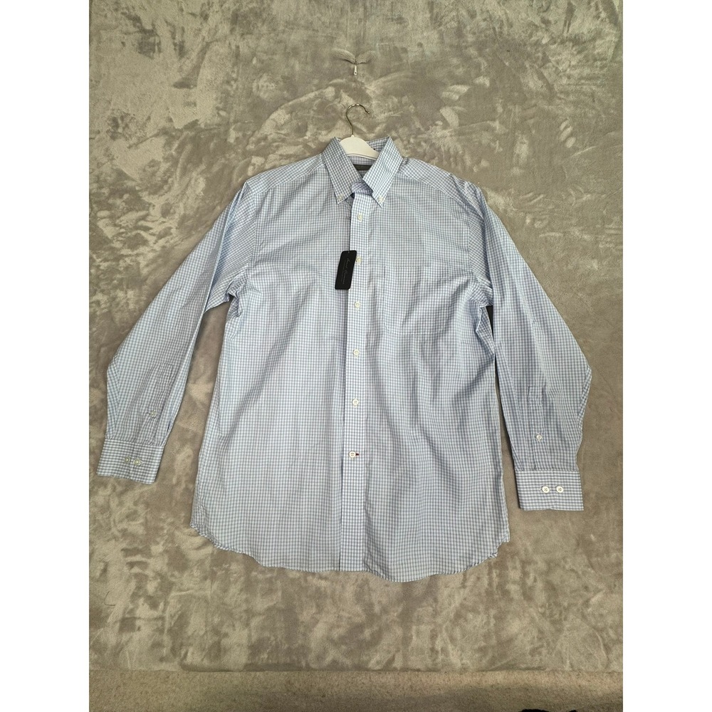 Daniel Cremieux Signature Collection‎ Mens Blue Gingham Dress Shirt Size M